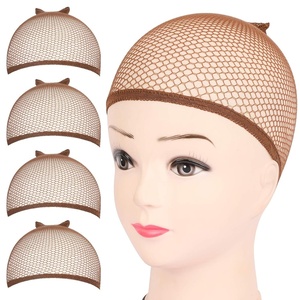 image:imageFandamei Mesh Wig Caps Net 4PCS Wig Caps Net Open End Dark Brown Wig Cap for women Strength Wig Cap Dark BrownMesh Wig Cap Closed End
