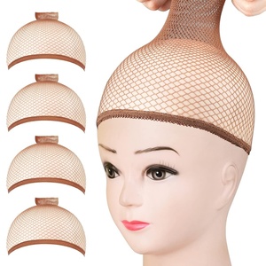 image:imageFandamei Mesh Wig Caps Net 4PCS Wig Caps Net Open End Dark Brown Wig Cap for women Strength Wig Cap Dark BrownMesh Wig Cap Open End
