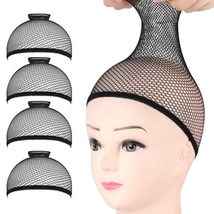image:imageFandamei Wig Cap 4PCS Black Mesh Wig Cap Net Closed End Hair Mesh Net Wig Caps Liner Weaving Caps for Women Men KidsMesh Wig Cap Open End