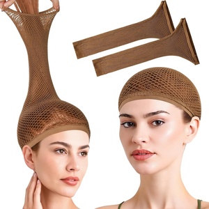 image:imageFandamei Wig Cap Hair Net for Wigs 30 CM Large Mesh Wig Cap for Long Hair for Women Nylon Hair Net Non Slip for Halloween Rave Party CosplayBrown 2 PCSBrown