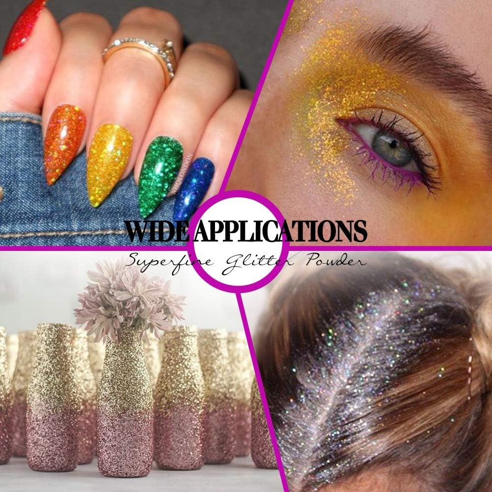 image:imageFANDAMEI 48 Colors Fine Glitter for Crafts Arts Decoration Resin Nail Glitter Body Hair Face Holographic Glitter Powder for Festival Halloween ChirstmasFine