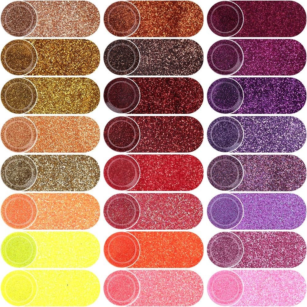 image:imageFANDAMEI 48 Colors Fine Glitter for Crafts Arts Decoration Resin Nail Glitter Body Hair Face Holographic Glitter Powder for Festival Halloween ChirstmasFine