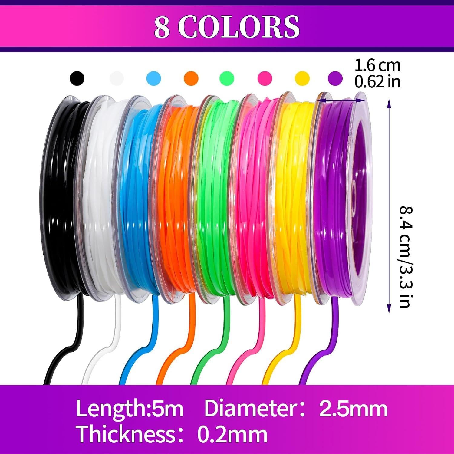 image:imageFANDAMEI 8 Color Lanyard Kit Bright Color Lacing Cord Lanyard String for Crafts Bracelets and Jewelry Making