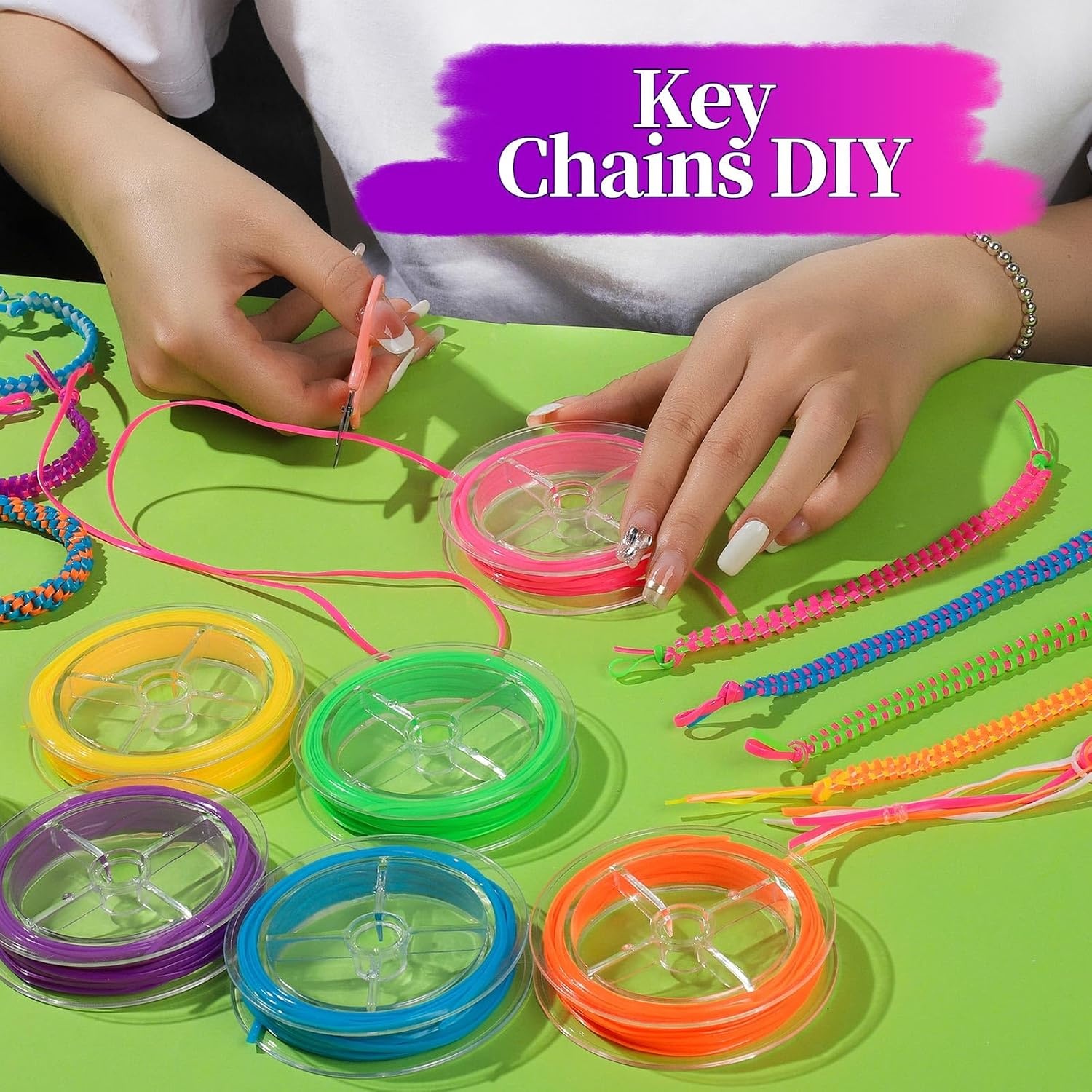 image:imageFANDAMEI 8 Color Lanyard Kit Bright Color Lacing Cord Lanyard String for Crafts Bracelets and Jewelry Making
