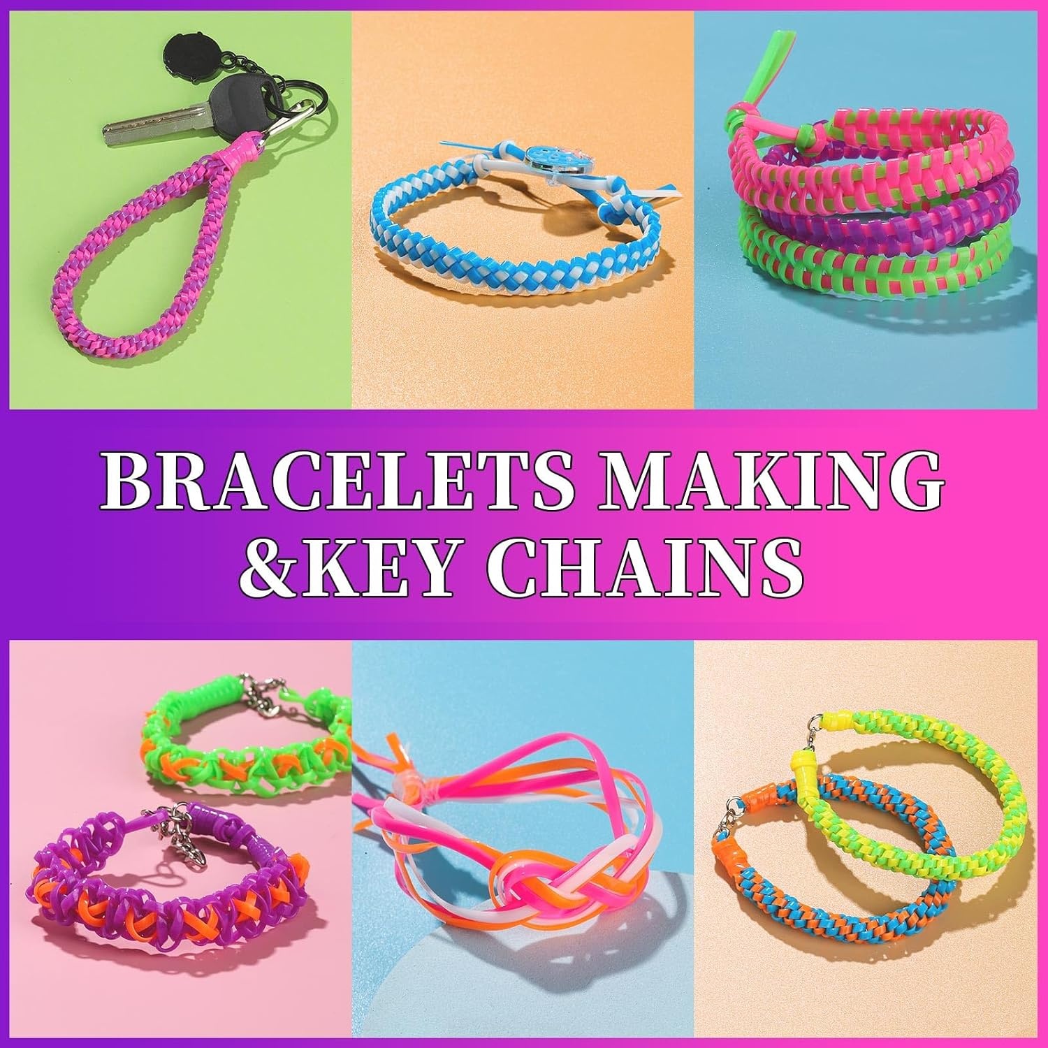 image:imageFANDAMEI 8 Color Lanyard Kit Bright Color Lacing Cord Lanyard String for Crafts Bracelets and Jewelry Making