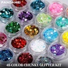 image:imageFANDAMEI 48 Colors Fine Glitter for Crafts Arts Decoration Resin Nail Glitter Body Hair Face Holographic Glitter Powder for Festival Halloween ChirstmasChunky