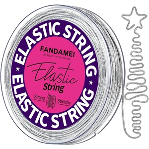image:imageFANDAMEI 12mm Metallic Elastic String Gold Stretch Cord for Craft Gift Jewelry Making Elastic Cords Ribbon for Hair Braids Elastic String for Bracelets Beading Cord Stretchy Christmas Crafts DIYBSilver