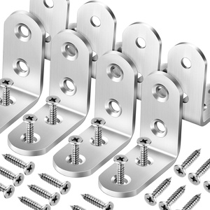 image:imageFANDAMEI 8 PCS Heavy Duty Corner Brace 40x40mm Stainless Steel Joint Right Angle Brackets with Screws 90 Degree Wall Brackets Hanger for Shelves Tables Dressers Chairs Silver