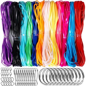 image:imageFandamei Lanyard String Kit 12 Colors Plastic Lacing Cord Glossy Bright Color Lanyard String for Crafts Bracelets and Jewelry Making Weaving Kit Plastic for BraceletsGlossy