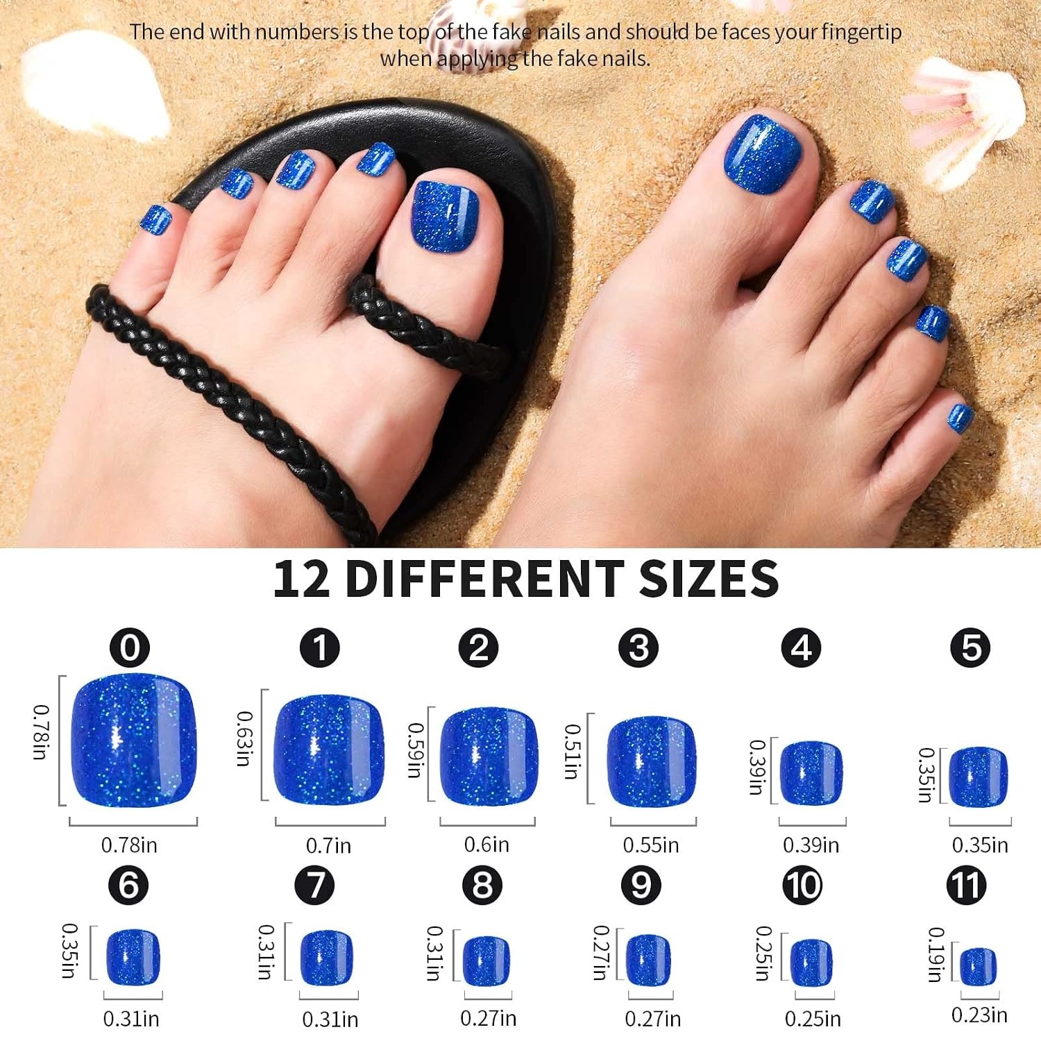 image:imageFANDAMEI Press on Toe Nails 12 Colors 288PCS Press on Toenails Short Square 4 Glitter Toenails Full Cover 6 Glossy False Nails for Feet 2 French Tip for NailMatteGlossyGlitter Square