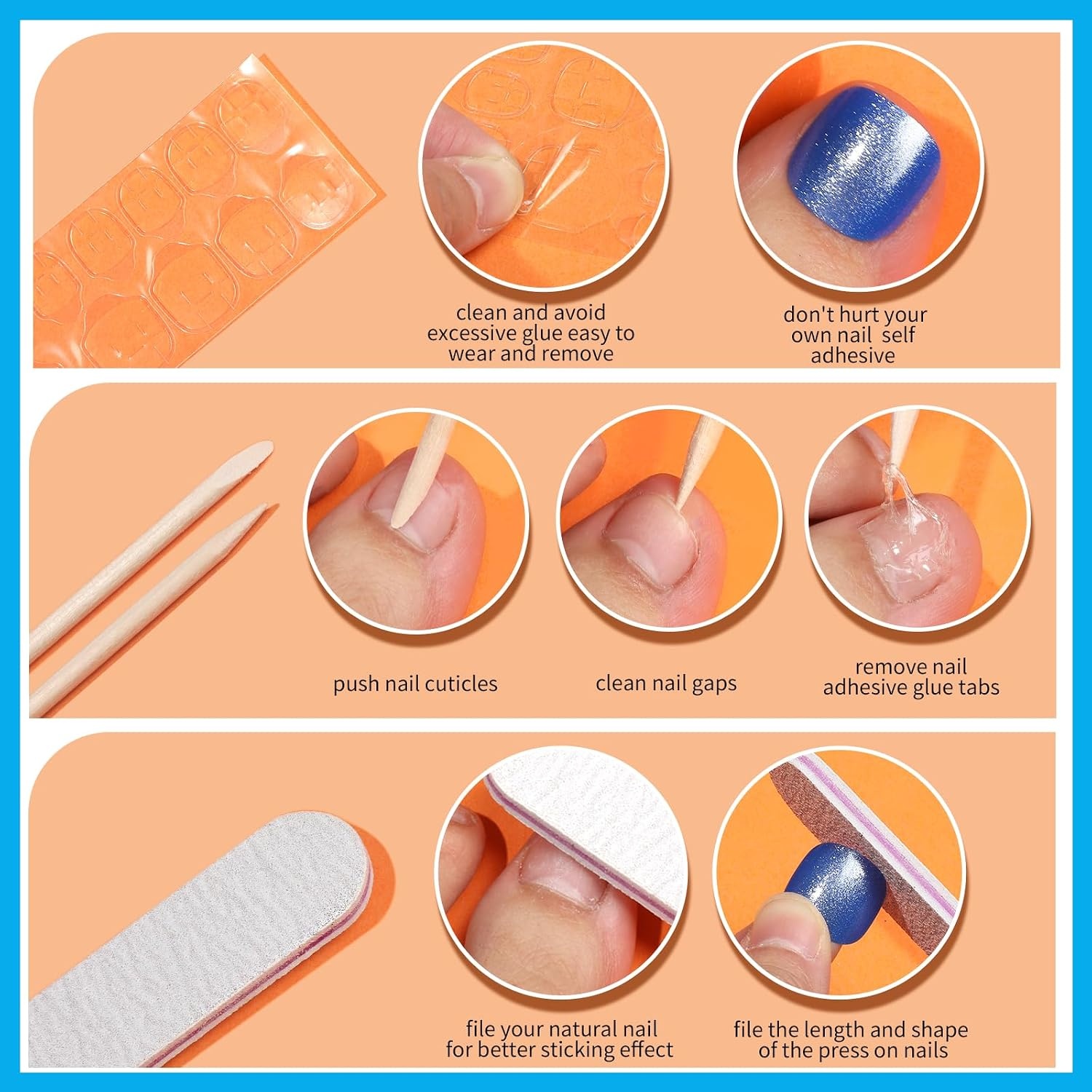 image:imageFANDAMEI Press on Toenails 24 Colors 576PCS Fake Toe Nails Short French Tip Press ons Glitter Glossy Matte for Nail Art
