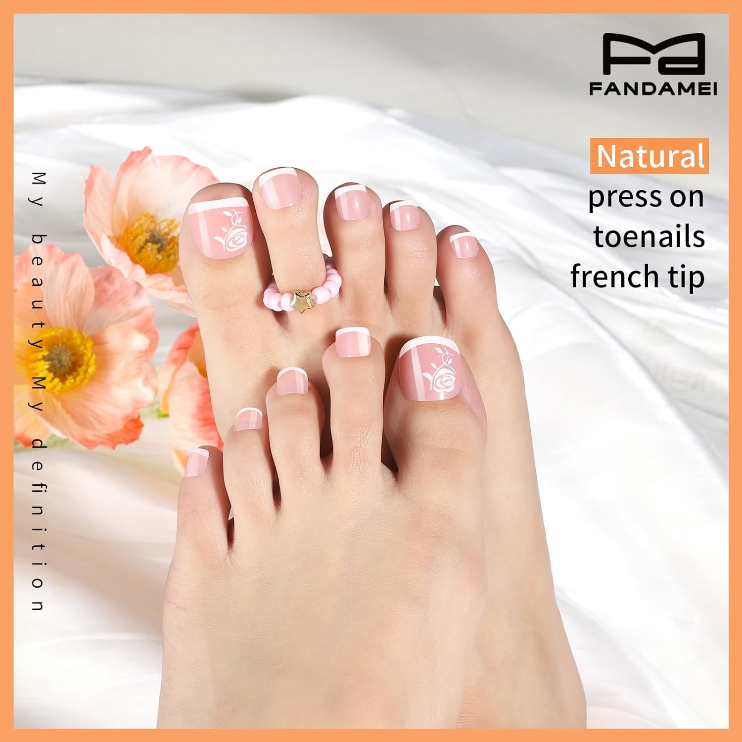 image:imageFANDAMEI Press on Toenails 24 Colors 576PCS Fake Toe Nails Short French Tip Press ons Glitter Glossy Matte for Nail Art