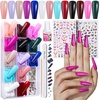 image:imageFANDAMEI Press on Nails Long 13 Packs 312 PCS Glossy Press on Nails Long Coffin Full Cover Long Ballerina Fake Nails Acrylic False Nail Tips with Nail Glue Nail Rhinestones Nail Art Stickers