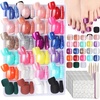 image:imageFANDAMEI Press on Toenails 24 Colors 576PCS Fake Toe Nails Short French Tip Press ons Glitter Glossy Matte for Nail Art