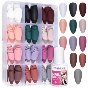 image:imageFANDAMEI Matte Press On Nails Long Coffin 12 Color 240PCS Full Cover Long Ballerina Fake Nails Acrylic False Nail Tips with 10g Nail Glue 12 Solid Color False Nail for Women Girls Nail Art DIYMatte Medium Almond