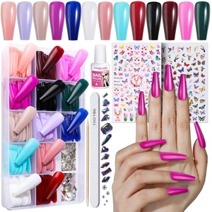 image:imageFANDAMEI Press on Nails Long 13 Packs 312 PCS Glossy Press on Nails Long Coffin Full Cover Long Ballerina Fake Nails Acrylic False Nail Tips with Nail Glue Nail Rhinestones Nail Art Stickers