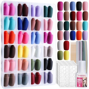 image:imageFANDAMEI Press on Nails Short 24 Packs 576PCS Short Round Press on Nails 24 Glossy Color Small Fake Glue on Nails with 7g Nail Glue 24 Color False Nail for Small Nails and handsMedium Square Matte