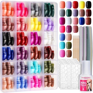 image:imageFANDAMEI Press on Nails Short 24 Packs 576PCS Short Round Press on Nails 24 Glossy Color Small Fake Glue on Nails with 7g Nail Glue 24 Color False Nail for Small Nails and handsShort Round Glossy