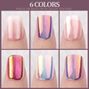 image:imageFANDAMEI Cat Eye Press On Nails 6 Colors Press On Nails Short Square Natural Fake Nails Fine Diamond Shine Glossy Ombre Cat Eye Nails for Women with Salon Quality Press on Nails Kitchromefrench tipombre