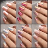 image:imageFANDAMEI Cat Eye Press On Nails 6 Colors Press On Nails Short Square Natural Fake Nails Fine Diamond Shine Glossy Ombre Cat Eye Nails for Women with Salon Quality Press on Nails Kitchromefrench tipombre