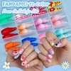 image:imageFANDAMEI Press On Nails for Girls 12 Style Press On Nails for Kids 6 Sheet Heart Fruit Flower Nail Stickers for Kids 3D Rhinestone Stickers Face Gems Mermaid Colorful Nail Art Kit for Girlsshort oval glitterpolka dotslineflower