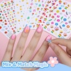 image:imageFANDAMEI Press On Nails for Girls 12 Style Press On Nails for Kids 6 Sheet Heart Fruit Flower Nail Stickers for Kids 3D Rhinestone Stickers Face Gems Mermaid Colorful Nail Art Kit for Girlsshort oval glitterpolka dotslineflower