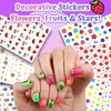 image:imageFANDAMEI Press On Nails for Girls 12 Style Press On Nails for Kids 6 Sheet Heart Fruit Flower Nail Stickers for Kids 3D Rhinestone Stickers Face Gems Mermaid Colorful Nail Art Kit for Girlsshort oval ombreglitterpolka dotscandy