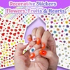 image:imageFANDAMEI Press On Nails for Girls 12 Style Press On Nails for Kids 6 Sheet Heart Fruit Flower Nail Stickers for Kids 3D Rhinestone Stickers Face Gems Mermaid Colorful Nail Art Kit for Girlsshort oval glossymermaidfrench tipsglitter