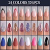 image:imageFANDAMEI Press on Nails 24 Colors 576PCS Press on Nails Almond Matte Glossy Fake Nails Short Almond Glitter Fake Nails Press on Nails French Tip Natural for Nail Artmatteglossyglitterfrench almond nails