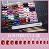 image:imageFANDAMEI Press on Nails 24 Colors 576PCS Press on Nails Short Square Matte Glossy Glitter Nails Short Round Natural Fit Lightweight Fake Nails Natural for Nail Artcat eyeglossyglitterfrench tip