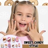 image:imageFANDAMEI Press on Nails for Girls 6 Styles 144PCS Press on Nails for Kids Little Girl Nails Press on Short Round with Nail Charms and Gems Fake nails for Kids Girls with Adhesive Tabscandyflowerfruitstar