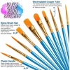 image:imageFANDAMEI Round Paint Tray Palettes and Paint Brushes Set Paintbrushes 3 PCS Plastic Paint Palettes Pallets 10 PCS Acrylic Paint Brushes Nylon Hair Painting Brushes for Acrylic Oil WatercolorBlue