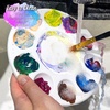 image:imageFANDAMEI Round Paint Tray Palettes and Paint Brushes Set Paintbrushes 3 PCS Plastic Paint Palettes Pallets 10 PCS Acrylic Paint Brushes Nylon Hair Painting Brushes for Acrylic Oil WatercolorBlack