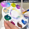 image:imageFANDAMEI Round Paint Tray Palettes and Paint Brushes Set Paintbrushes 3 PCS Plastic Paint Palettes Pallets 10 PCS Acrylic Paint Brushes Nylon Hair Painting Brushes for Acrylic Oil WatercolorBlue