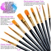 image:imageFANDAMEI Round Paint Tray Palettes and Paint Brushes Set Paintbrushes 3 PCS Plastic Paint Palettes Pallets 10 PCS Acrylic Paint Brushes Nylon Hair Painting Brushes for Acrylic Oil WatercolorBlack