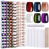 image:imageFANDAMEI Cat Eye Press On Nails 6 Colors Press On Nails Short Square Natural Fake Nails Fine Diamond Shine Glossy Ombre Cat Eye Nails for Women with Salon Quality Press on Nails Kitcat eyefrench tip