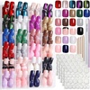 image:imageFANDAMEI Press on Nails 24 Colors 576PCS Press on Nails Short Square Matte Glossy Glitter Nails Short Round Natural Fit Lightweight Fake Nails Natural for Nail Artcat eyeglossyglitterfrench tip