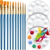 image:imageFANDAMEI Round Paint Tray Palettes and Paint Brushes Set Paintbrushes 3 PCS Plastic Paint Palettes Pallets 10 PCS Acrylic Paint Brushes Nylon Hair Painting Brushes for Acrylic Oil WatercolorBlue