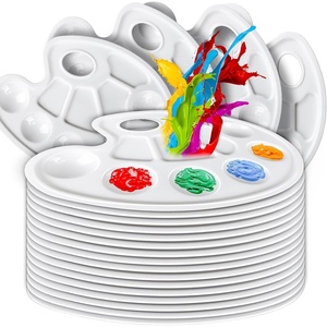 image:imageFANDAMEI 20 PCS Oval Paint Tray Palettes Plastic Paint Tray Palette Paint Palette Paint Pallets with Thumb Hole Paint Holder Tray for Kids Paint Trays for Kids Paint Trays for Acrylic Paint1