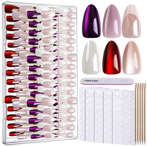 image:imageFANDAMEI Cat Eye Press On Nails 6 Colors Press On Nails Short Square Natural Fake Nails Fine Diamond Shine Glossy Ombre Cat Eye Nails for Women with Salon Quality Press on Nails Kitcat eyechromefrench tip