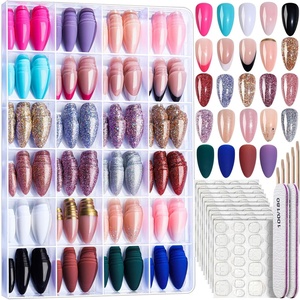 image:imageFANDAMEI Press on Nails 24 Colors 576PCS Press on Nails Almond Matte Glossy Fake Nails Short Almond Glitter Fake Nails Press on Nails French Tip Natural for Nail Artmatteglossyglitterfrench almond nails