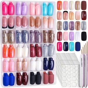image:imageFANDAMEI Press on Nails 24 Colors 576PCS Press on Nails Almond Matte Glossy Fake Nails Short Almond Glitter Fake Nails Press on Nails French Tip Natural for Nail Artmatteglossyglitterfrench square nails