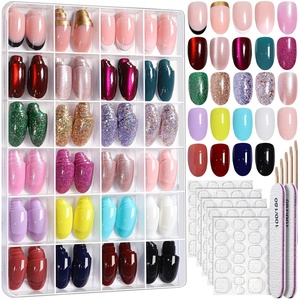 image:imageFANDAMEI Press on Nails 24 Colors 576PCS Press on Nails Almond Matte Glossy Fake Nails Short Almond Glitter Fake Nails Press on Nails French Tip Natural for Nail Artcat eyeglossyglitterfrench oval nails
