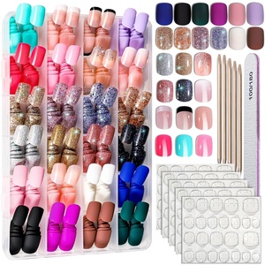 image:imageFANDAMEI Press on Nails 24 Colors 576PCS Press on Nails Short Square Matte Glossy Glitter Nails Short Round Natural Fit Lightweight Fake Nails Natural for Nail Artmatteglossyglitterfrench tip