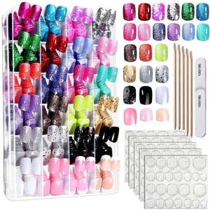 image:imageFANDAMEI Press on Nails 24 Colors 576PCS Press on Nails Short Square Matte Glossy Glitter Nails Short Round Natural Fit Lightweight Fake Nails Natural for Nail Artfine glitterchunky glitterglossyfrench tip
