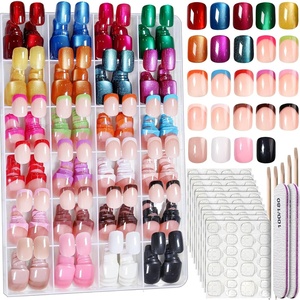 image:imageFANDAMEI Press on Nails 24 Colors 576PCS Press on Nails Short Square Matte Glossy Glitter Nails Short Round Natural Fit Lightweight Fake Nails Natural for Nail Artglossycat eyefrench tip