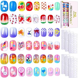 image:imageFANDAMEI Press on Nails for Girls 6 Styles 144PCS Press on Nails for Kids Little Girl Nails Press on Short Round with Nail Charms and Gems Fake nails for Kids Girls with Adhesive Tabsflowerfruitstarheart