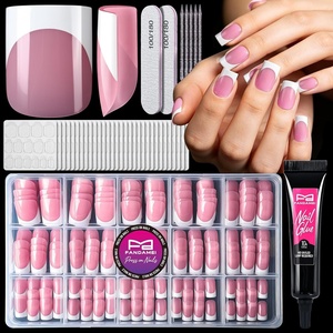 image:imageFANDAMEI 150PCS Press on Nails French Tip Short Square Semi Solid Nail Glue