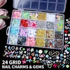 image:imageFANDAMEI 48 Grids Bedazzling Kit 24 Colors 3mm Flat Back Jelly Rhinestones for Bedazzling 24 Grids 3D Nail Charms and Gems Pearls Nail Rhinestones Kit with Bedazzling Glue for Crafts Nail Art Kit